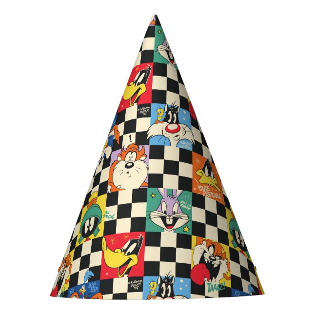 Chapeaux De Fètes Caractères LOONEY TUNES™ sur Checker noir et blanc (Devant)