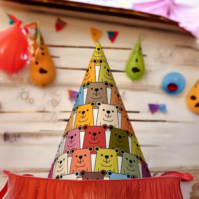 Chapeaux De Fètes Caricature de l'ours en peluche (Wild animal bear Paper party hat, Kids,adults,party birthday hat,Baby Shower,wedding,celebration hat)