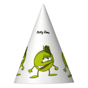Chapeaux De Fètes Caricature de pomme verte avec un sourire vicieux