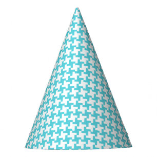 Chapeaux De Fètes Carnaval Aqua Blue Houndstooth Anniversaire