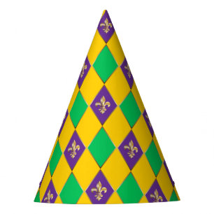 Chapeaux De Fètes Carnaval de Mardi Gras Arlequin Fleur de Lis Diamo