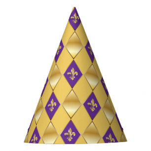 Chapeaux De Fètes Carnaval de Mardi Gras Arlequin Fleur de Lis Diamo