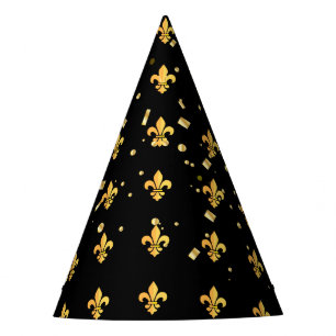 Chapeaux De Fètes Carnaval Mardi Gras Arlequin Gold Fleur de Lis