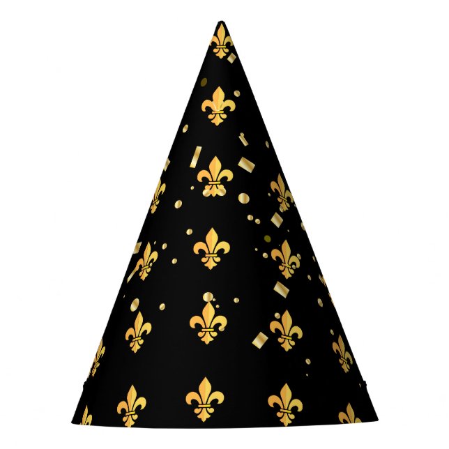 Chapeaux De Fètes Carnaval Mardi Gras Arlequin Gold Fleur de Lis (Devant)