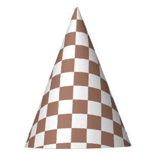 Chapeaux De Fètes Carrés Checker mocha brun blanc géométrique rétro