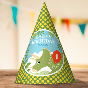 Chapeaux De Fètes Carte Anniversaire Dinosaur Tricératops Tout Age V