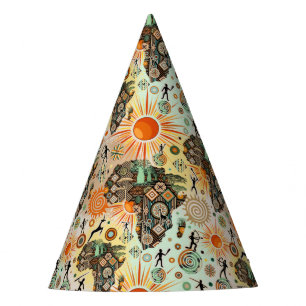 Chapeaux De Fètes Carte d'Afrique Motif Décoratif d'Éléments Tribaux