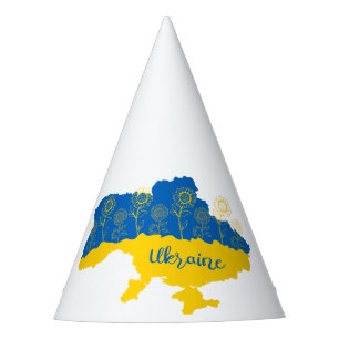 Chapeaux De Fètes Carte de l'Ukraine avec tournesol et drapeau ukrai