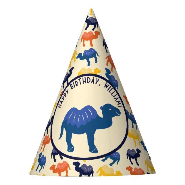 Chapeaux De Fètes Carton Camel Bleu Bactrian 2 Humps Personnalisé (Devant)