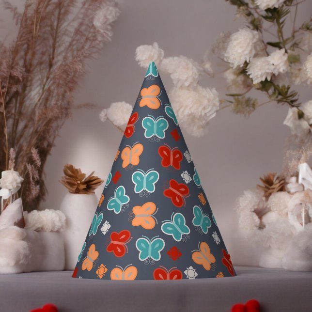 Chapeaux De Fètes Cartoon à papillon multicolore (Butterfly cartoon Paper party hat, Kids,adults,party birthday hat,Baby Shower,wedding,celebration ha)