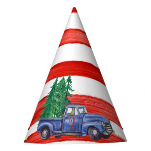 Chapeaux De Fètes Casquette bleu de camion - rayure rouge - âge