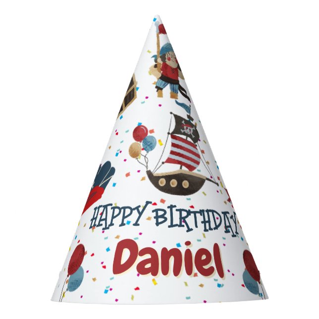 Chapeaux De Fètes Casquette d'anniversaire à thème pirate (Devant)