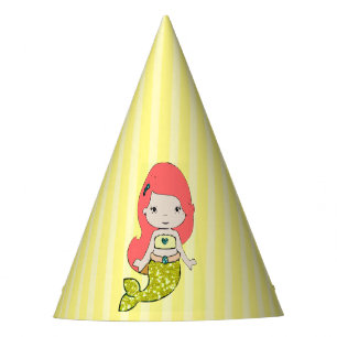 Chapeaux De Fètes Casquette d'anniversaire de sirène de jaune de