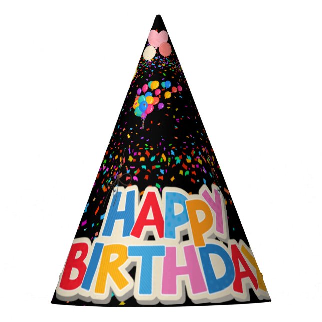 Chapeaux De Fètes casquette de fête d'anniversaire noir coloré (Devant)