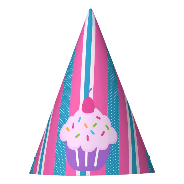 Chapeaux De Fètes Casquette de fête/Stripes et Cupcake (Devant)