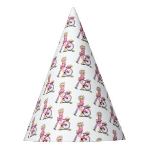 Chapeaux De Fètes Casquette de la Blonde Girl and Pink Bike Party