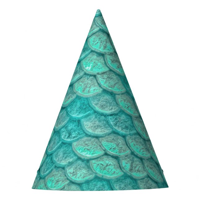 Chapeaux De Fètes Casquette de papier Mermaid Sea Green Scales (Devant)