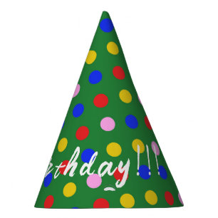 Chapeaux De Fètes Casquette de parti_vert avec points colorés, texte