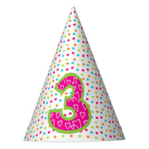 Chapeaux De Fètes Casquette de partie/3ème anniversaire avec le poi