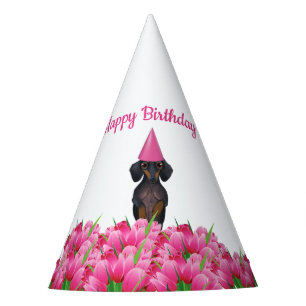 Chapeaux De Fètes Casquette du parti Pink Tulip Dachshund