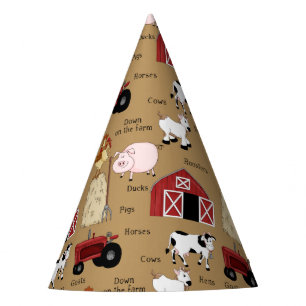 Chapeaux De Fètes Casquettes de papier motif de la ferme