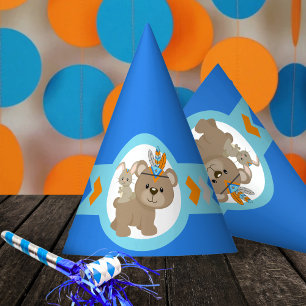 Chapeaux De Fètes Casquettes du Blue Woodland Bear & Bunny Party
