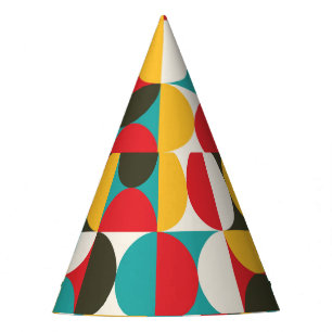Chapeaux De Fètes Cercles rétro : Motif Hipster coloré.