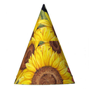Chapeaux De Fètes Champ de tournesol : aquarelle noir arrière - plan