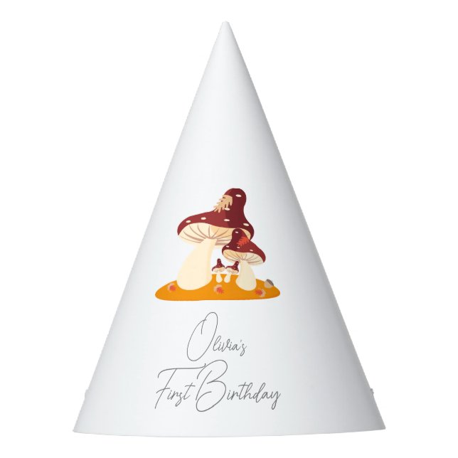 Chapeaux De Fètes Champignon forestier Premier anniversaire (Devant)