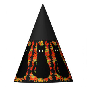 Chapeaux De Fètes Chat noir, Feuilles d'automne motif, Halloween amu