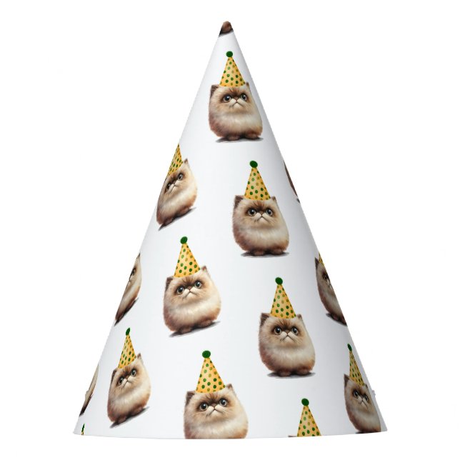 Chapeaux De Fètes Chat noir mignon Anniversaire | Kitten Pawty (Devant)