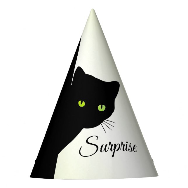 Chapeaux De Fètes Chat noir teint vert Surprise (Devant)