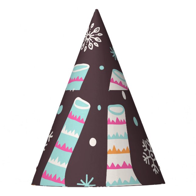 Chapeaux De Fètes Chaussettes de Noël et flocons de neige : motif vi (Devant)