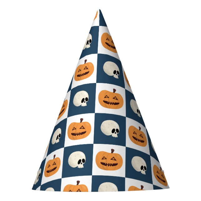 Chapeaux De Fètes Checks de Skulls et Pumkins (Devant)