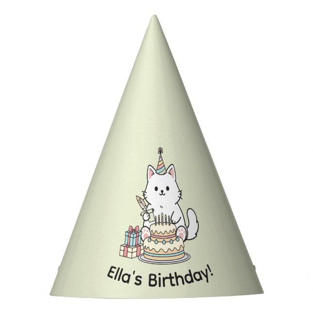 Chapeaux De Fètes Cheery Cat Birthday Cake Customizable Design (Devant)