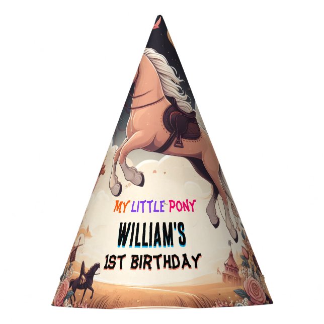 Chapeaux De Fètes cheval mignon mon petit poney premier 1er annivers (Devant)
