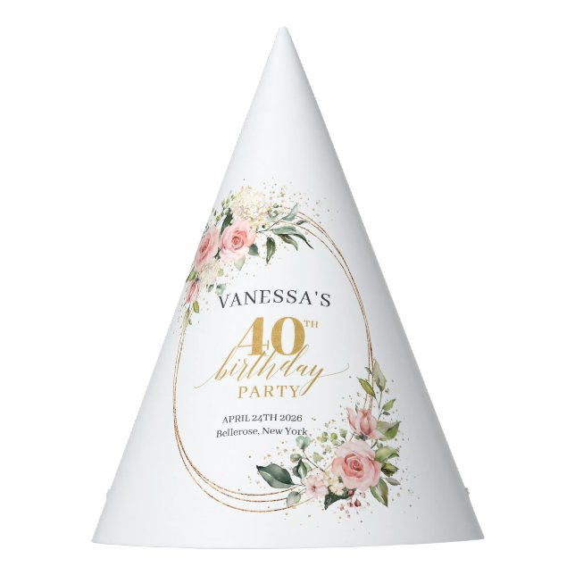 Chapeaux De Fètes Chic Blush rose or eucalyptus 40e anniversaire (Devant)