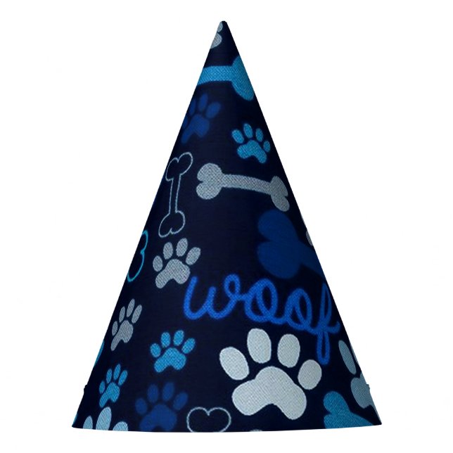 Chapeaux De Fètes Chien bleu Empreinte de patte et os (Devant)