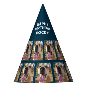 Chapeaux De Fètes Chiens Photo Joyeux anniversaire Marine Bleu Perso