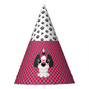 Chapeaux De Fètes Chiots de Shihtzu casquettes roses nerd d'une fêt