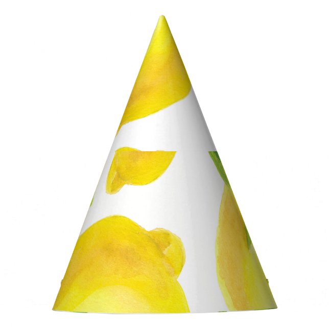 Chapeaux De Fètes citrons et feuilles d'aquarelle : motif. (Devant)