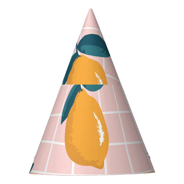 Chapeaux De Fètes Citrons, géométrie rétro, motif sans couture d'été (Devant)