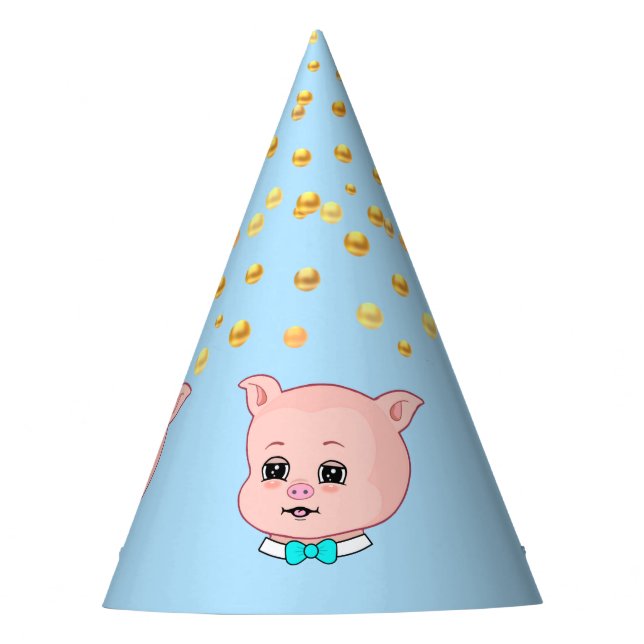 Chapeaux De Fètes Cochon mignon & Confettis (Devant)