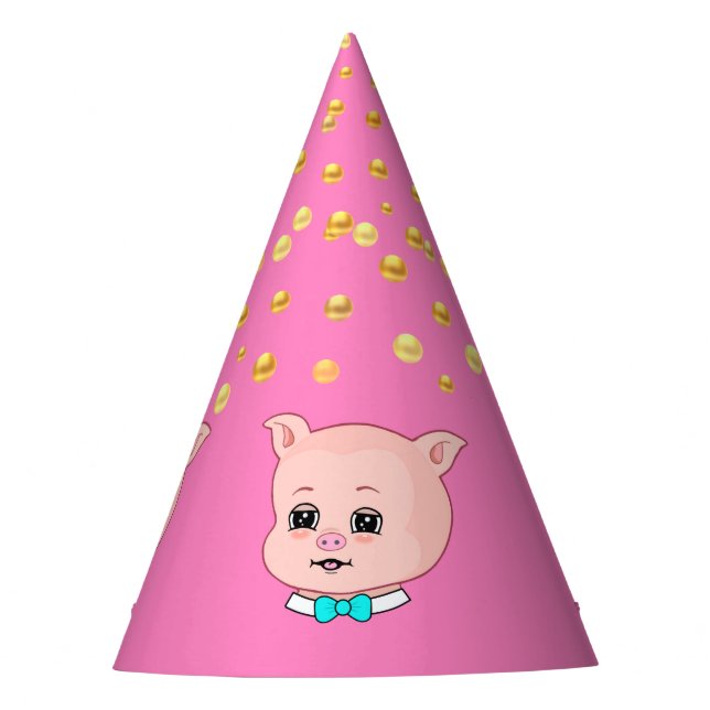Chapeaux De Fètes Cochon mignon & Confettis (Devant)