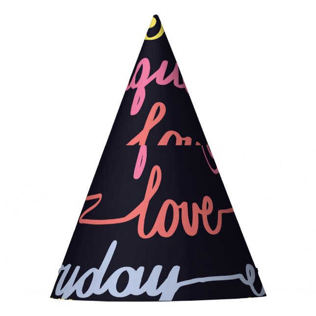 Chapeaux De Fètes Coeurs de filles, mots motif sans couture. (Devant)