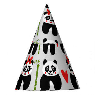 Chapeaux De Fètes Coeurs de pandas mignons : Motif pour enfants