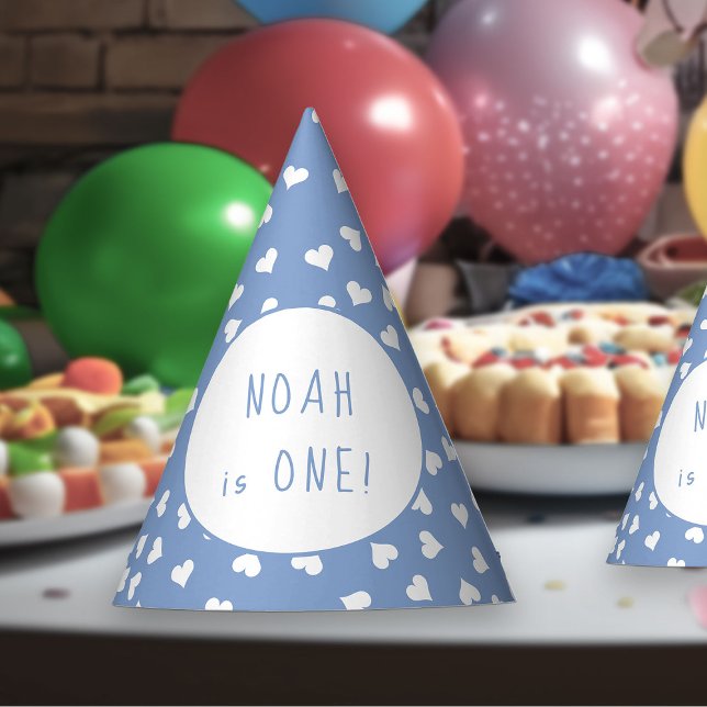 Chapeaux De Fètes Coeurs doux n'importe quel âge Bleu fête d'anniver (Party Hats - from my Car and Balloons Valentine Birthday Collection)