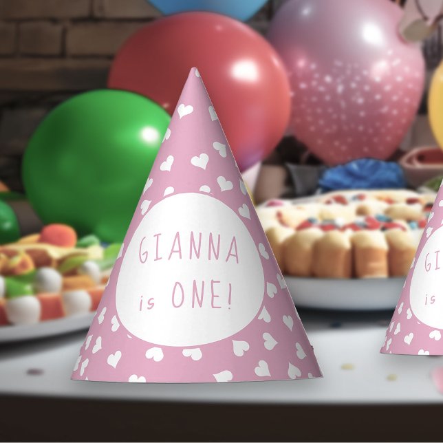 Chapeaux De Fètes Coeurs doux n'importe quel âge rose fête d'anniver (Party Hats - from my Car and Balloons Valentine Birthday Collection)