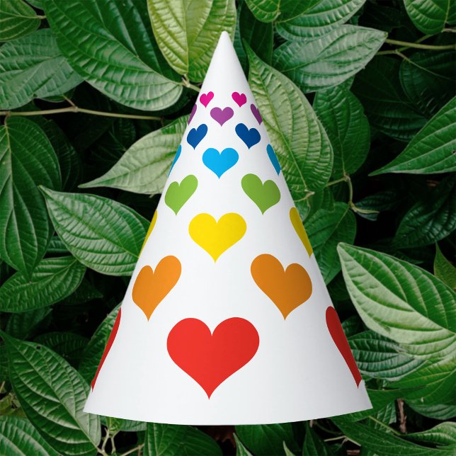 Chapeaux De Fètes Coeurs joyeux (Rainbow Hearts Party Hat)