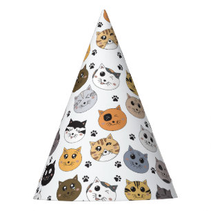 Chapeaux De Fètes Coloré Cute Funny Chats & Motif Paw